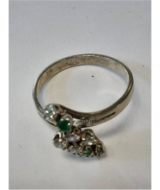 BAGUE OR 18K 2.13GR EMERAUDE DIAMANTS T48