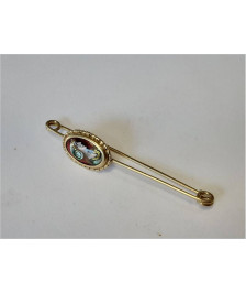 BROCHE OR 18K 2.46GR EMAIL LIMOGES 