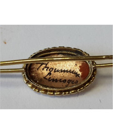 BROCHE OR 18K 2.46GR EMAIL LIMOGES 