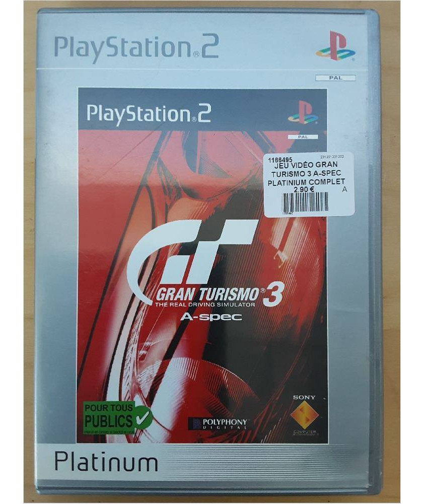 JEU VIDÉO GRAN TURISMO 3 A-SPEC PLATINIUM COMPLET PS2 JEU VIDÉO GRAN TURISMO 3 A-SPEC PLATINIUM COMPLET PS2