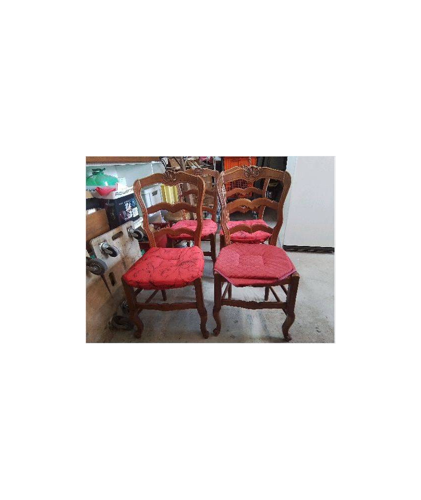 LOT DE 4 CHAISES PAILLEES STYLE LOUIS XV 