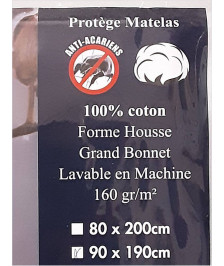 PROTEGE MATELAS MOLLETON 90X190CM