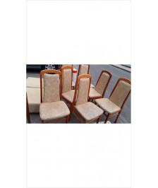 CHAISE BOIS CUIR BEIGE