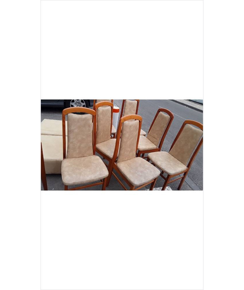 CHAISE BOIS CUIR BEIGE
