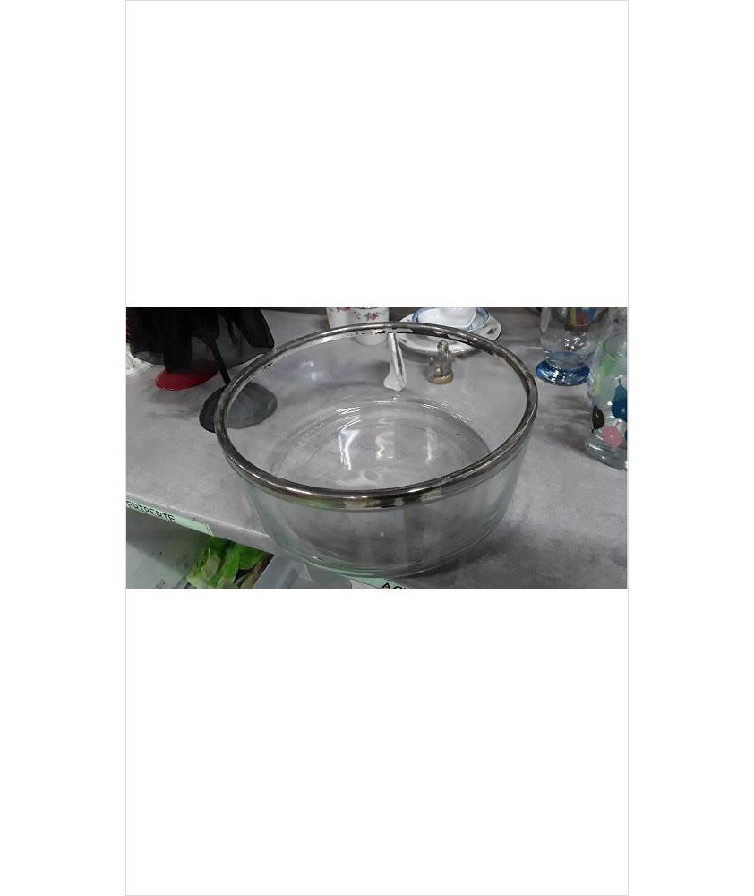 PLAT CREUX VERRE / MÉTAL ARGENTÉ 