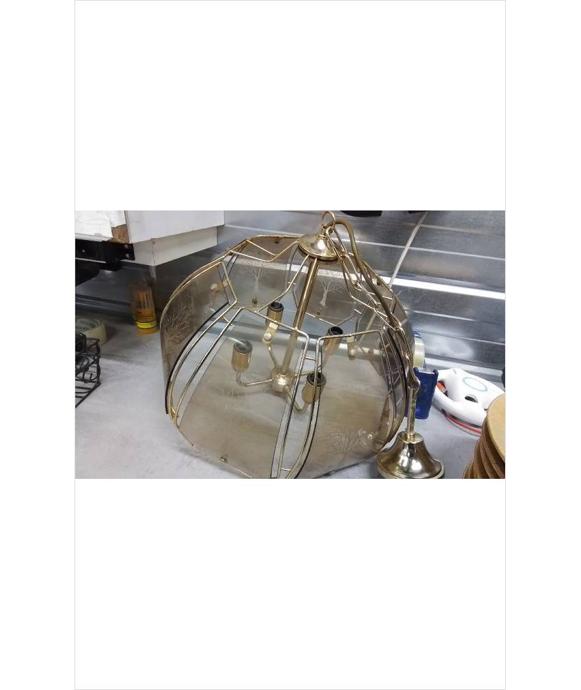LUSTRE VERRE ET DORE 