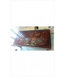 TABLE BASSE ASIATIQUE DESSUS VERRE
