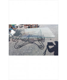 TABLE FER FORGE DESSUS VERRE 