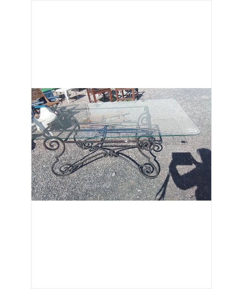 TABLE FER FORGE DESSUS VERRE 