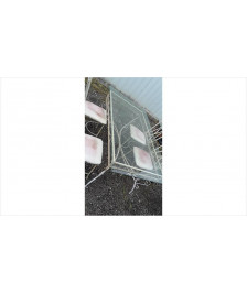 TABLE FER ECRU ET VERRE