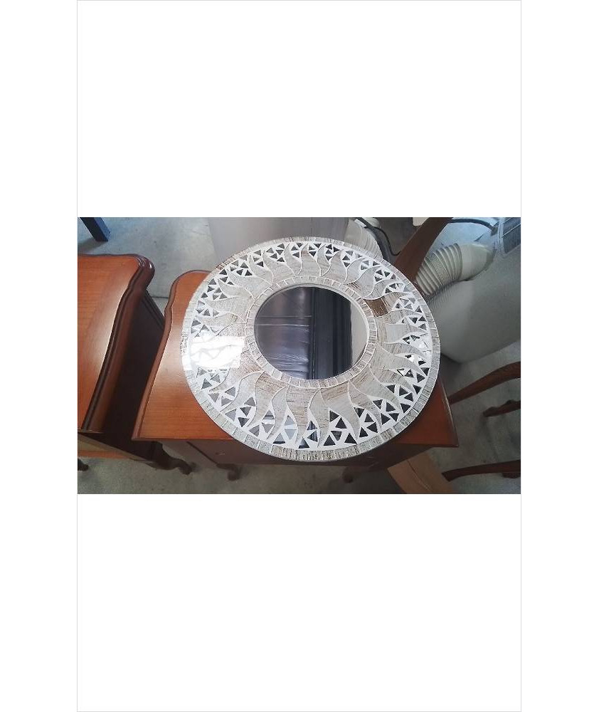 MIROIR MOSAIQUE ROND BLANC 