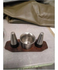 SERVICE A CONDIMENTS INOX ET BOIS 
