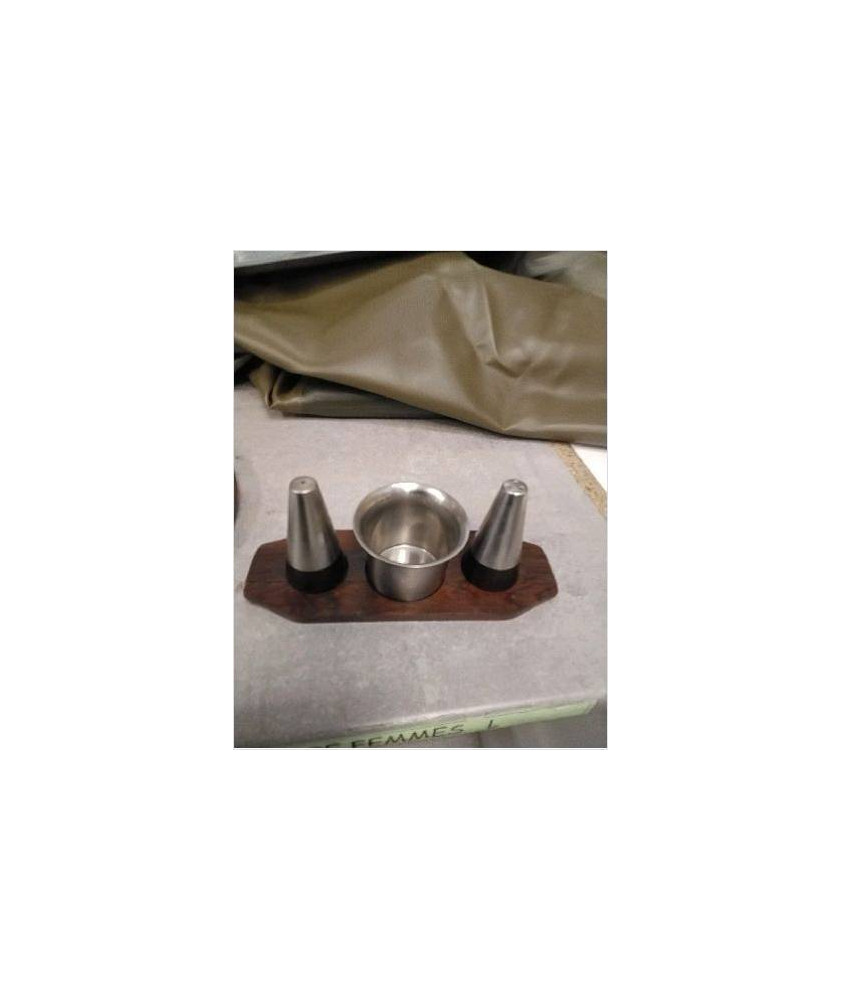SERVICE A CONDIMENTS INOX ET BOIS 