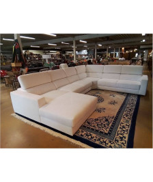 CANAPÉ D\'ANGLE TISSU BLANC (DÉSTOCKAGE MAGASIN)