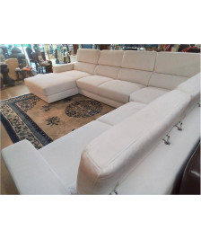 CANAPÉ D\'ANGLE TISSU BLANC (DÉSTOCKAGE MAGASIN)
