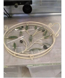 PLATEAU ROND FER VERRE 
