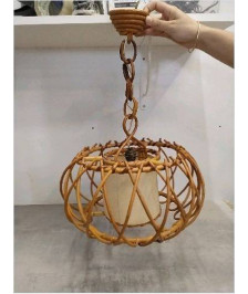 LUSTRE EN ROTIN LOUIS SOGNOT ANNEES 60