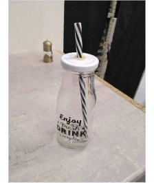 BOUTEILLE VERRE + PAILLE 
