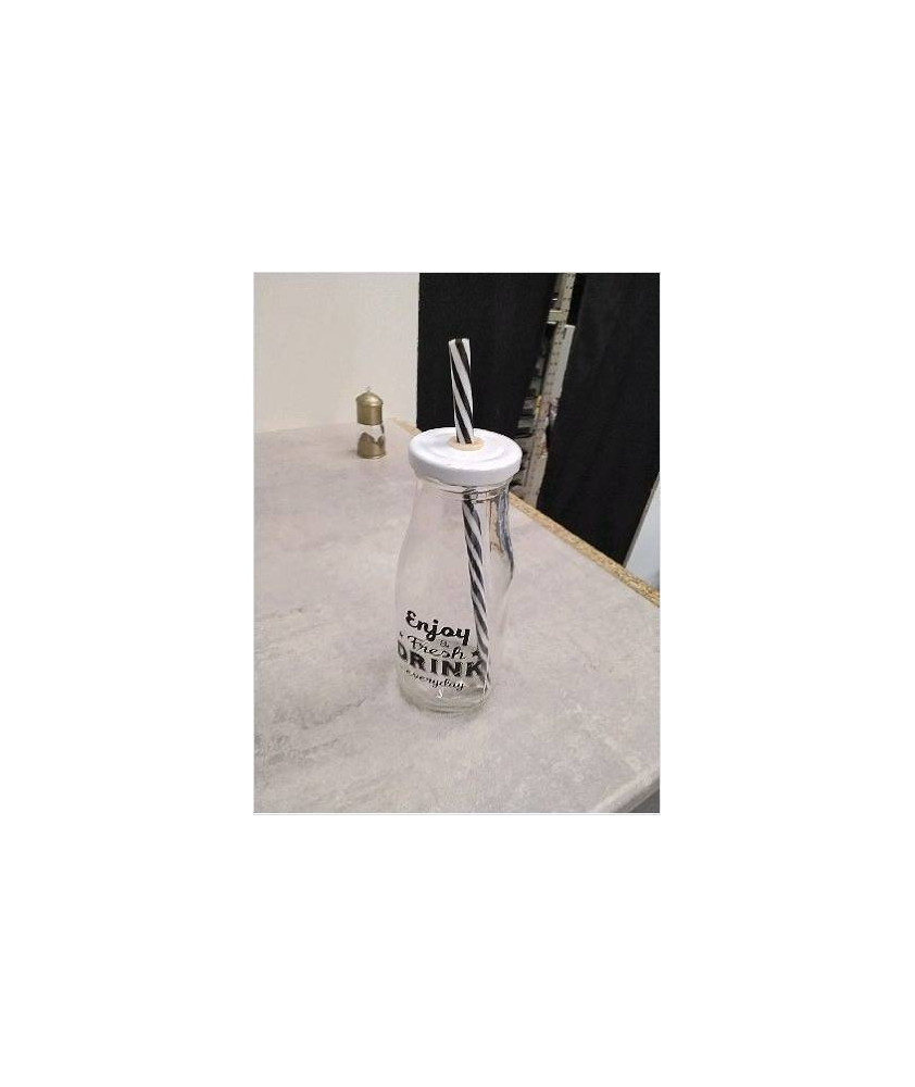 BOUTEILLE VERRE + PAILLE 