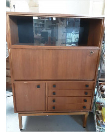 SECRETAIRE ANNÉE 60 MDK CHENE CLAIR SANS VITRES