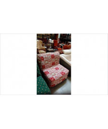 BANQUETTE LIT BZ 1 PLACE TISSU ECRU ROUGE