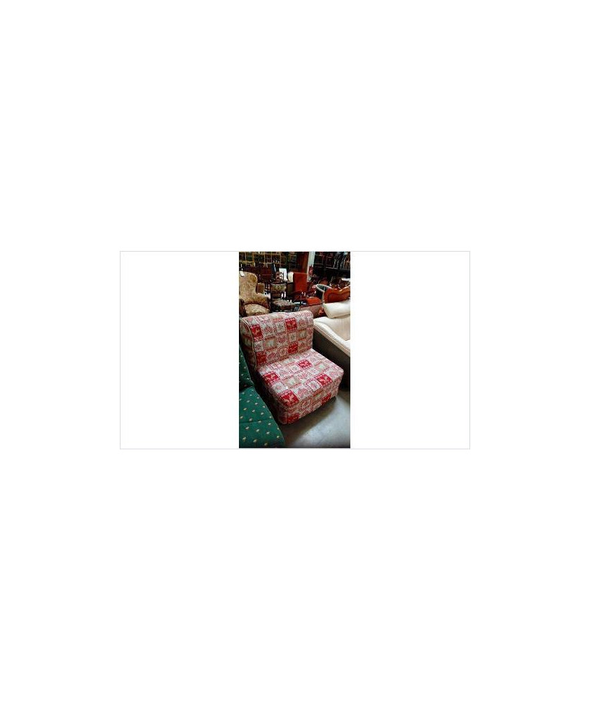 BANQUETTE LIT BZ 1 PLACE TISSU ECRU ROUGE
