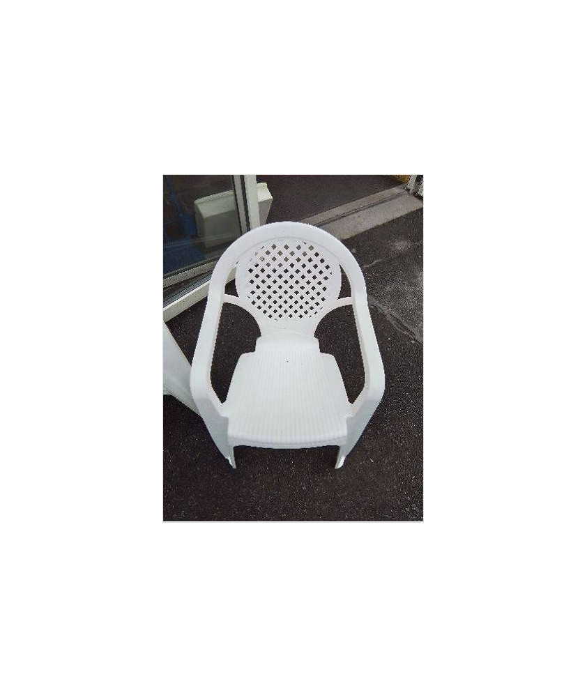 FAUTEUIL DE JARDIN RÉSINE ECRU DOSSIER A CROISILLONS 