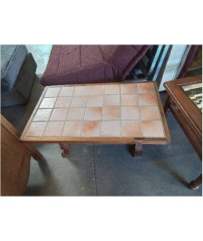 TABLE BASSE RECTANGULAIRE A ENTRETOISE BOIS CARRELÉ 