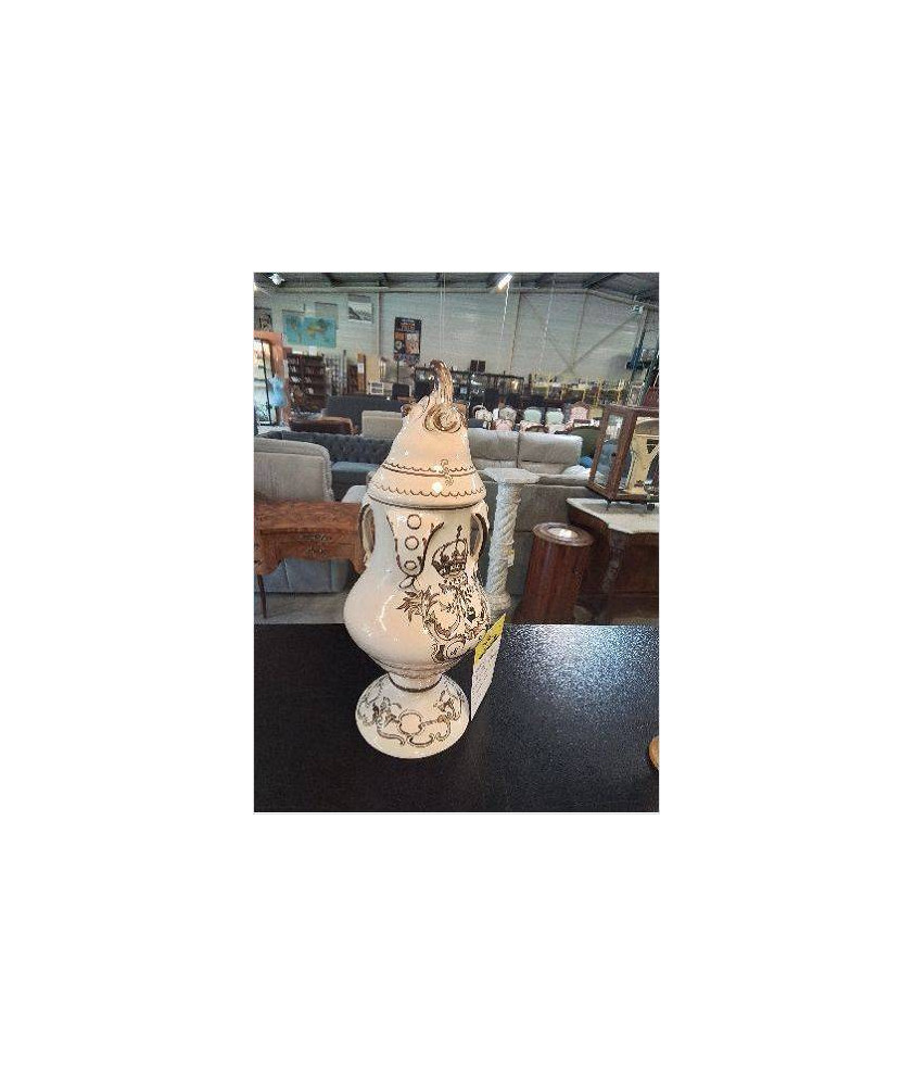 VASE COUVERT CÉRAMIQUE A LA COURONNE NIDERVILLER NANCY 35CM