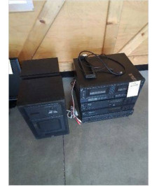 ENSEMBLE AMPLIFICATEUR SYNTHÉTISEUR DOUBLE CASSETTES AVEC 2 ENCEINTES DUAL