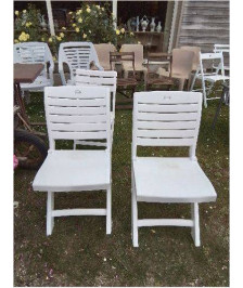 CHAISE DE JARDIN PLIANTE RÉSINE BLANC ALIBERT