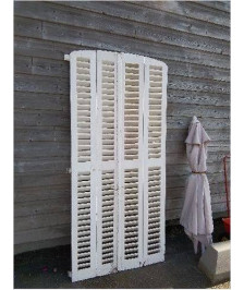 PAIRE DE PERSIENNES BOIS PEINT 202X91