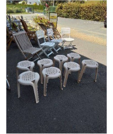 TABOURET DE JARDIN RÉSINE CRÈME 
