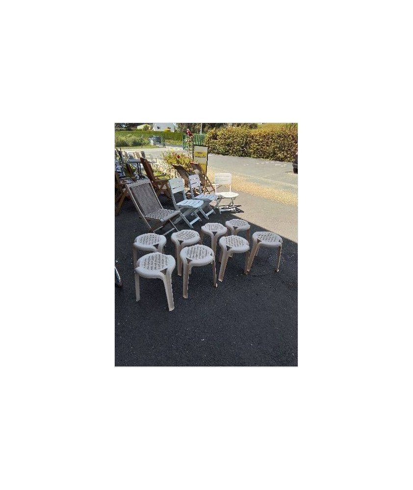 TABOURET DE JARDIN RÉSINE CRÈME 