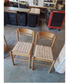 PAIRE DE CHAISES BOIS CLAIR ASSISE CORDAGE TRESSÉE 