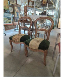 CHAISE NAPOLÉON III TISSU VERT OCRE 