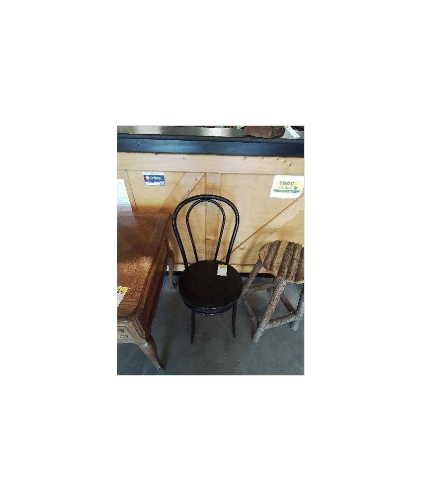 CHAISE BISTROT METAL NOIR DOSSIER CINTRÉ ASSISE PU NOIR