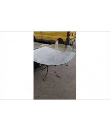TABLE FER OVALE DESSUS VERRE 