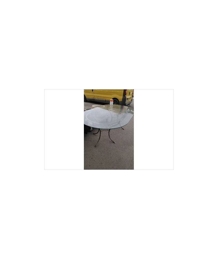 TABLE FER OVALE DESSUS VERRE 
