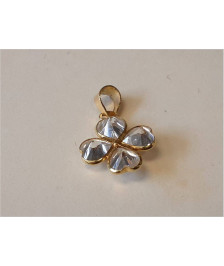 PENDENTIF OR 18K TREFLE A 4 FEUILLES ZIRCON 1.10GR