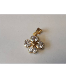 PENDENTIF OR 18K TREFLE A 4 FEUILLES ZIRCON 1.10GR