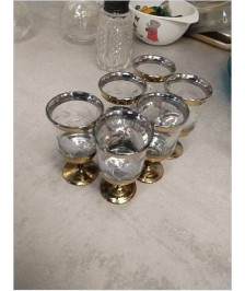 VERRES LIQUEUR DORES X6 