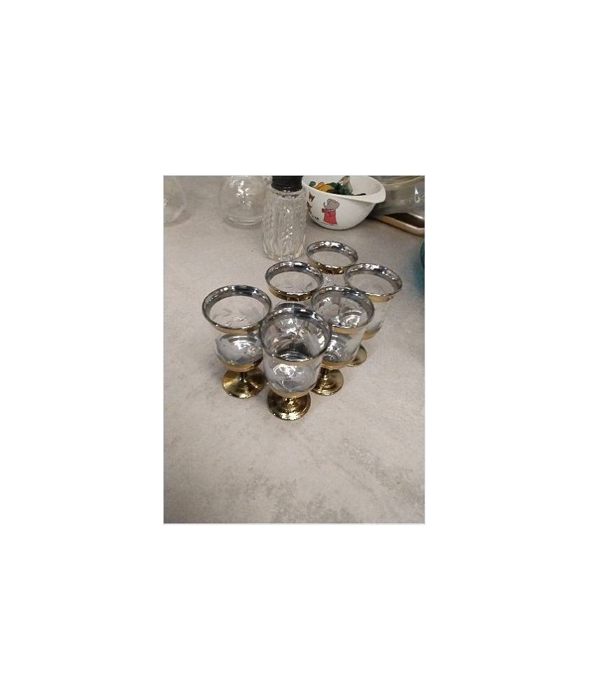 VERRES LIQUEUR DORES X6 