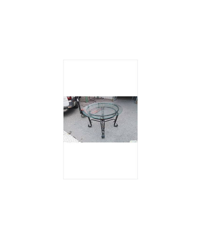 TABLE RONDE DESSUS VERRE