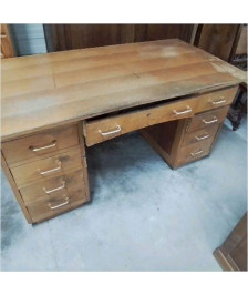 BUREAU VINTAGE 9 TIROIRS POIGNEES LAITON
