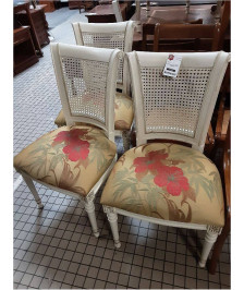 4 CHAISES BLANCHE  TISSUS CANNAGE