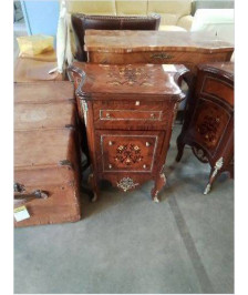 COMMODE BOIS DE ROSE STYLE TRANSITION 3 TIROIRS FERRURES BRONZE