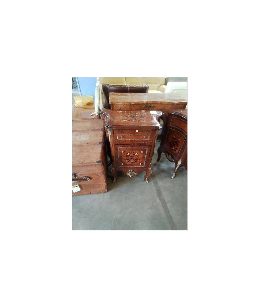 COMMODE BOIS DE ROSE STYLE TRANSITION 3 TIROIRS FERRURES BRONZE