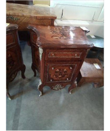 COMMODE BOIS DE ROSE STYLE TRANSITION 3 TIROIRS FERRURES BRONZE