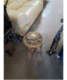 TABLE BASSE MAROCAINE PLIANTE PIÈTEMENT BOIS PLATEAU METAL DORÉ 
